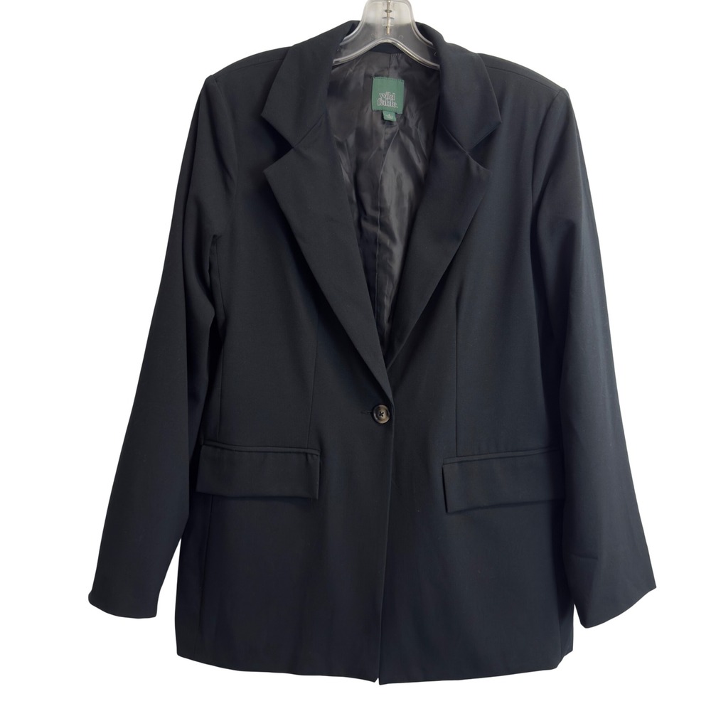 Wild Fable‎ Womens Black Single Button Blazer Jacket Size S Pockets Lined